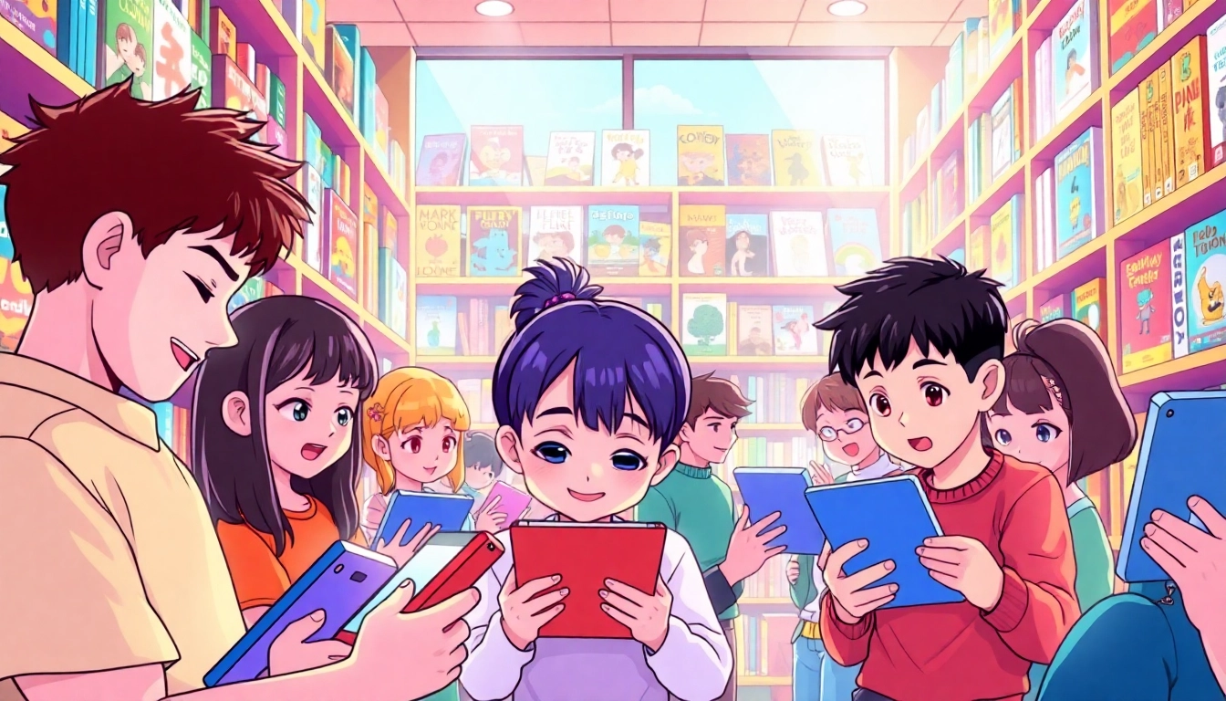 뉴토끼 웹툰 캐릭터들이 생동감 있게 즐기는 모습.