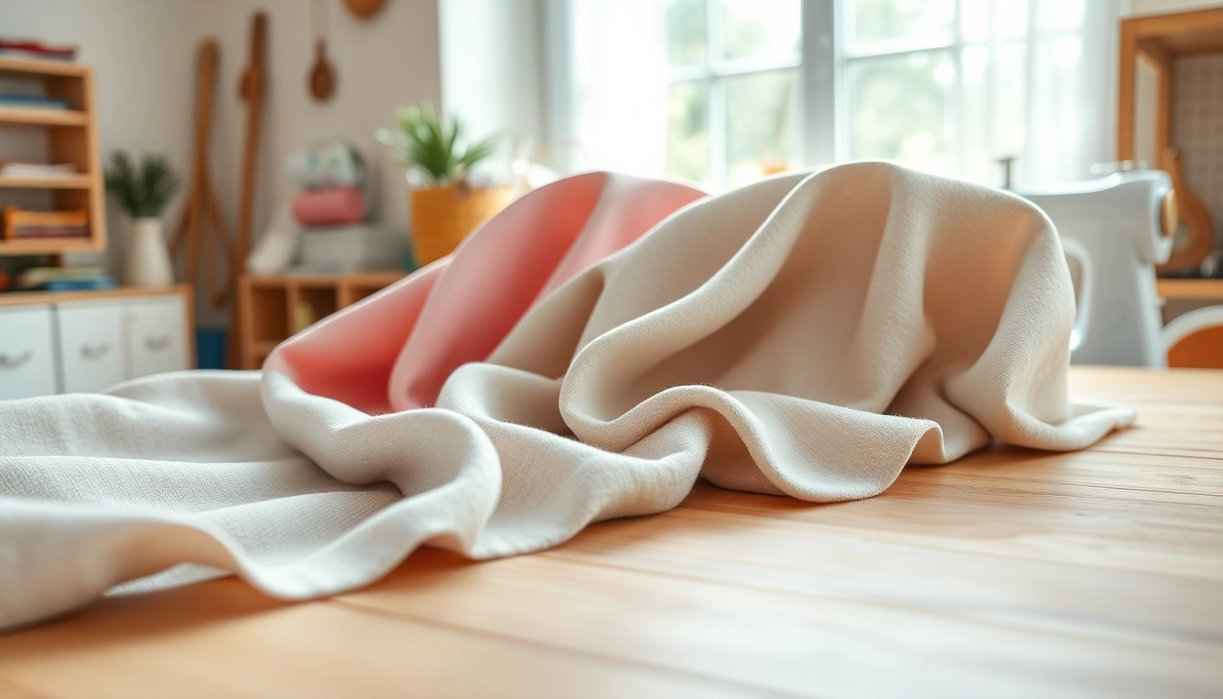 Bekijk verschillende hydrofiele stofmonsters op een houten tafel, perfect voor creatieve projecten.