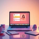 AI sex chat interface on a sleek laptop, creating an inviting atmosphere.