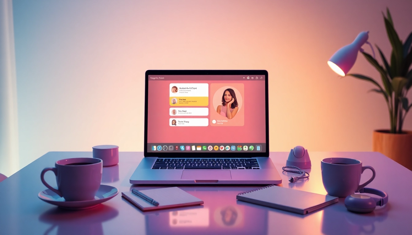 AI sex chat interface on a sleek laptop, creating an inviting atmosphere.