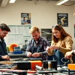 Students learning in a trade school in Tennessee, showcasing hands-on training and collaboration.