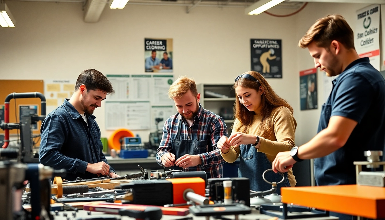 Students learning in a trade school in Tennessee, showcasing hands-on training and collaboration.