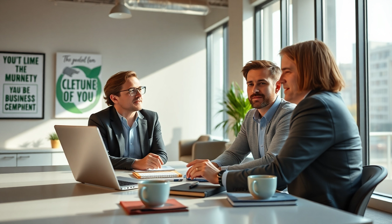 A business coach in Los Angeles engaging with a client in a motivating office setup.