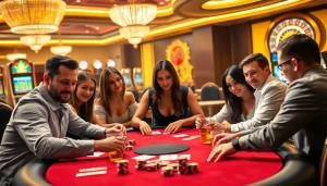 Experience the allure of high-stakes play with FLY 88 at a luxurious casino poker table.