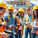 Students receiving construction education colorado through hands-on training at a construction site.