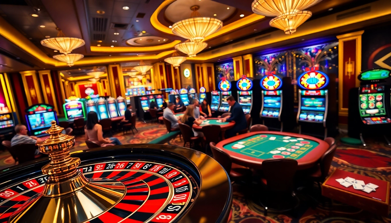 Experience NK88 excitement with vibrant casino games, poker tables, and slot machines lighting up the scene.