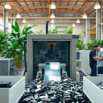 Smartphone recycling process demonstrating more than ecoATM practices in a sustainable environment.