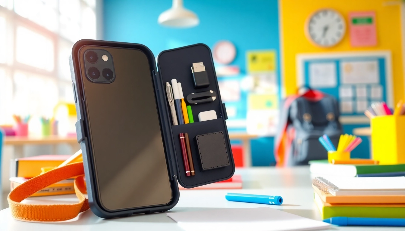 Handytasche Schule für sicheren Transport und stilvolle Aufbewahrung von Smartphones.