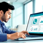 Enhancing customer management with WhatsApp Smart CRM on a laptop.