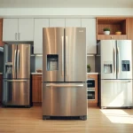 Enhance your refrigerator sales with a stylish kitchen design featuring modern models.