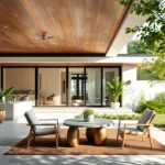 Showcasing Custom residential architecture services in a modern home design with elegant greenery.