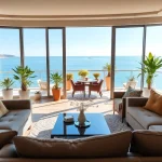 Buy apartment in Alanya: Modern living room with sea views and balcony in Alanya, Turkey