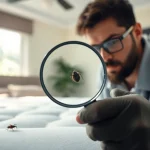 Ensure effective bed bug pest control with a professional inspecting a bedroom.