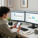 Buy PLR Digital Products in a vibrant e-commerce workspace with analytics and inspiration.