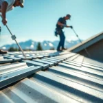 Installing high-quality metal roofing Calgary on a residential home with a skilled roofer.