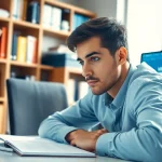 Focused individual studying to pay someone to take my Microsoft exam in a bright workspace.
