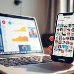 インスタ フォロワー購入 安いで増加したフォロワーを示す明るいソーシャルメディアシーン