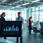 Showcasing enterprise assistant software in a digital workspace facilitating teamwork and productivity.